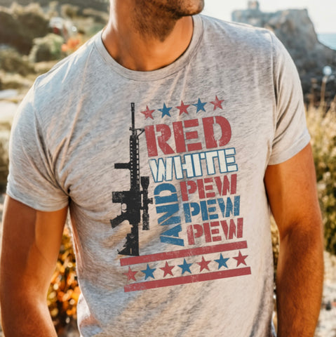 Men’s Red White and Pew Pew Pew